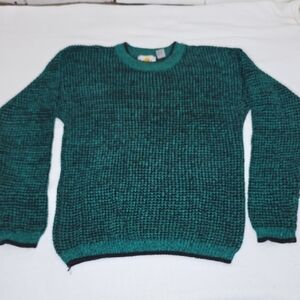 Vintage 80s Pache Crewneck Men's Sweater Retro Abstract Size L Green and Black